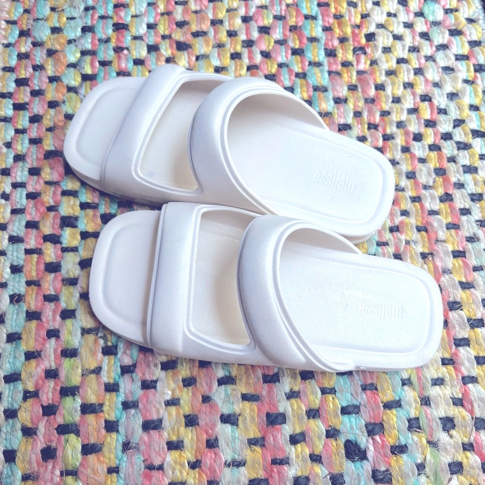 Melissa Eco Foam Chunky Slides - Off White Cream Beige - Size 8